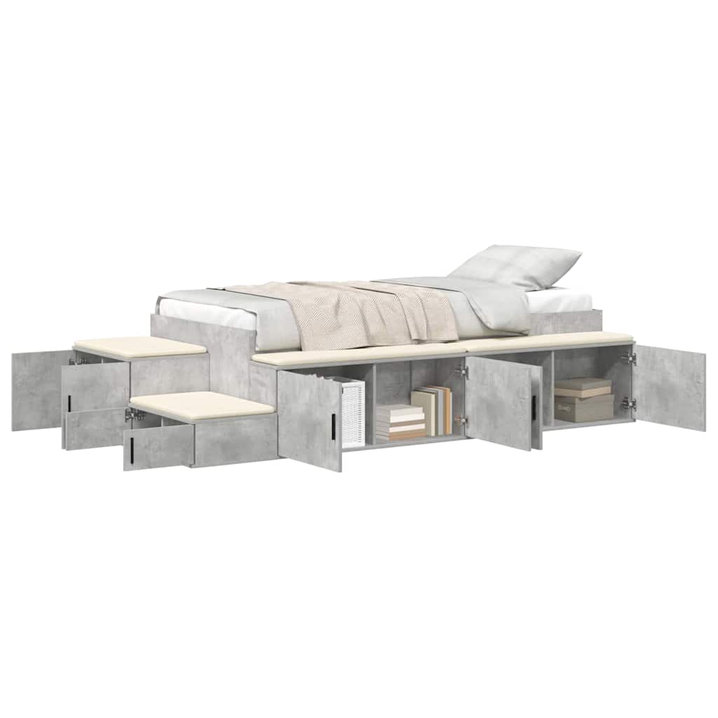 Struttura letto con contenitore Grigio cemento 90 cm