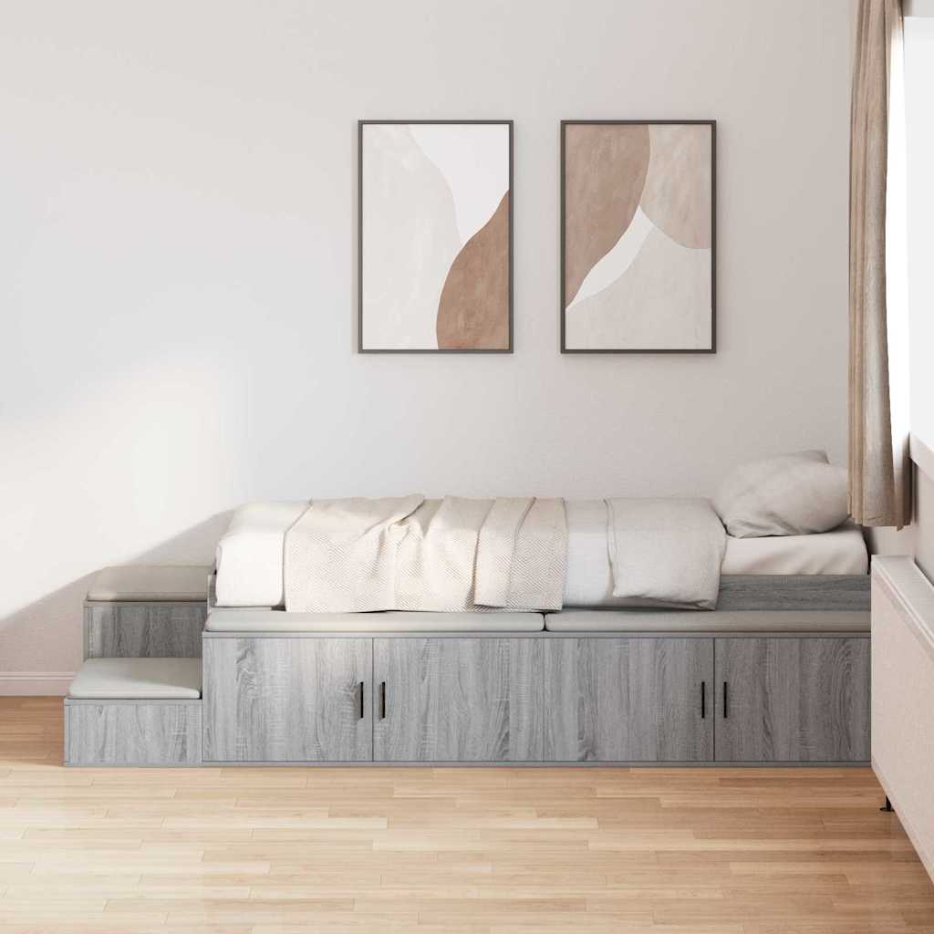 Struttura letto con contenitore Grigio Sonoma 90 cm