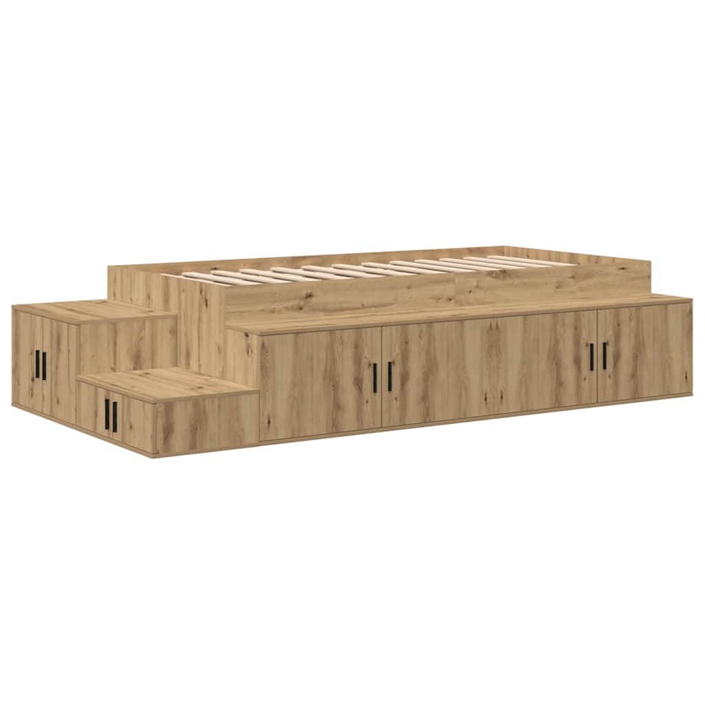 Struttura letto con contenitore Rovere artigianale 90 cm