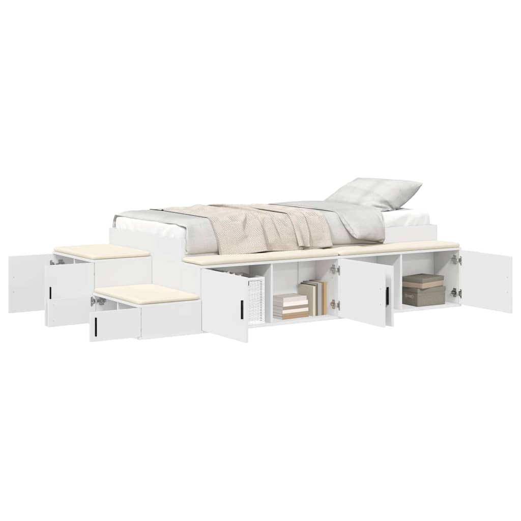 Struttura letto con contenitore Bianco 75 cm Legno multistrato