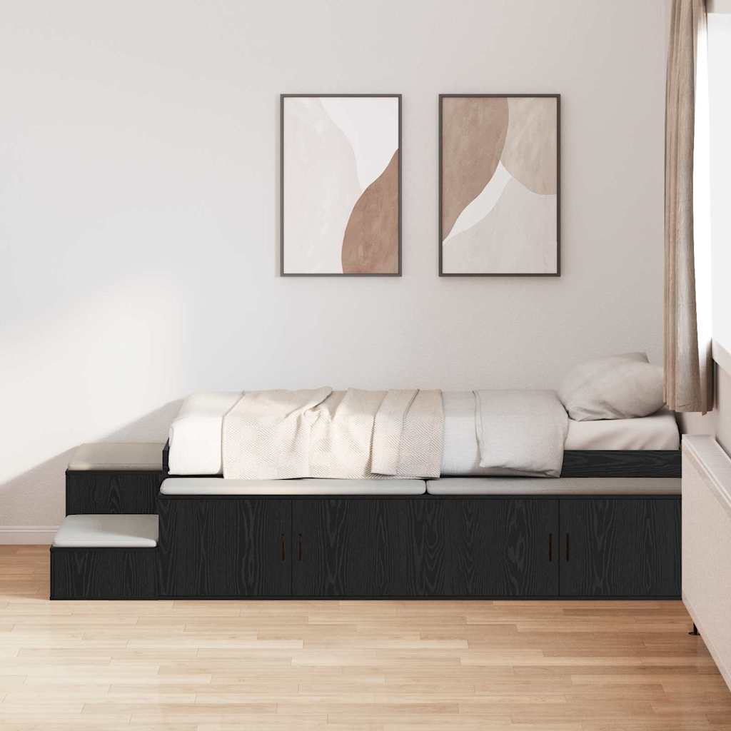 Struttura letto con contenitore Rovere nero 234 x 103 x 53.5 cm