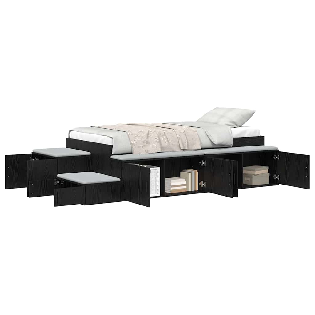 Struttura letto con contenitore Rovere nero 234 x 103 x 53.5 cm