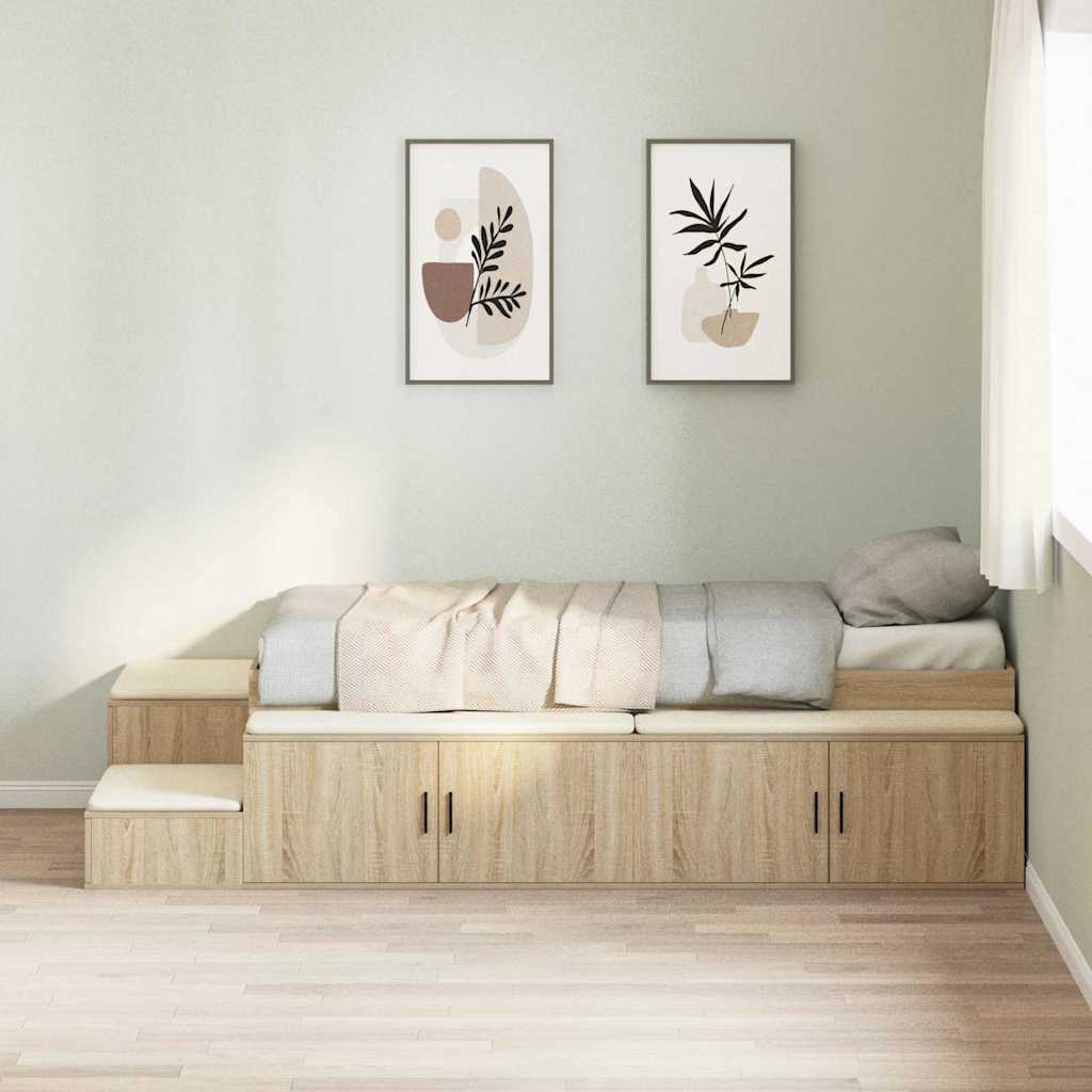 Struttura letto con contenitore Rovere Sonoma 75 cm