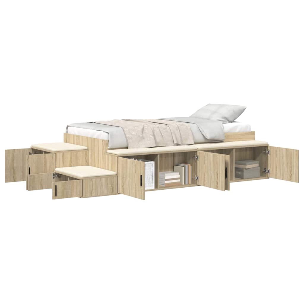 Struttura letto con contenitore Rovere Sonoma 75 cm