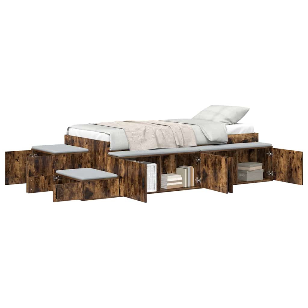 Struttura letto con contenitore Rovere fumÃ© 75 cm