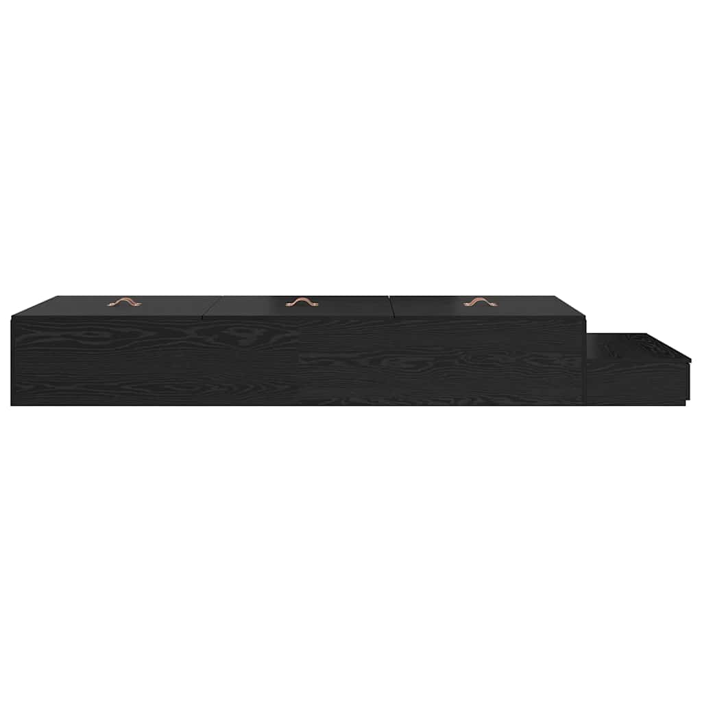 Struttura letto con contenitore con cassetto Rovere Nero 80 cm