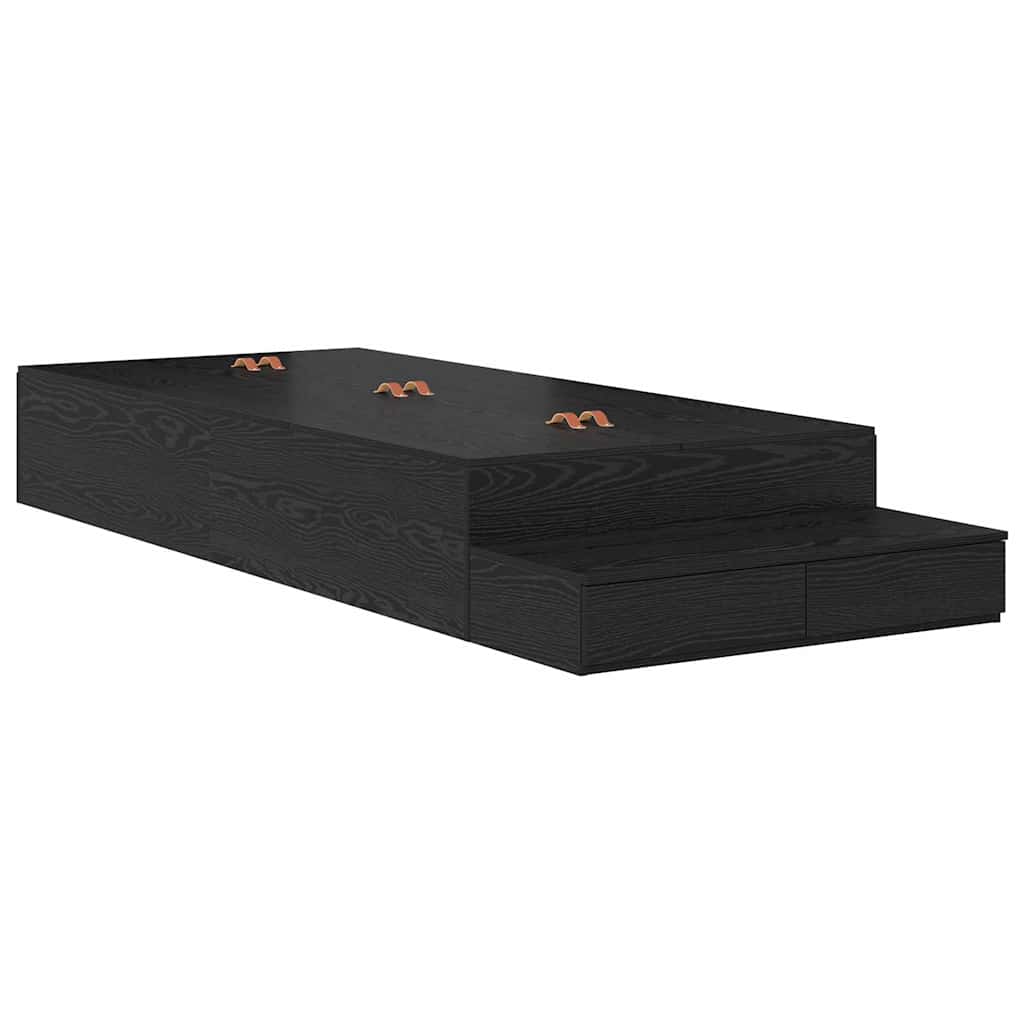 Struttura letto con contenitore con cassetto Rovere Nero 90 cm