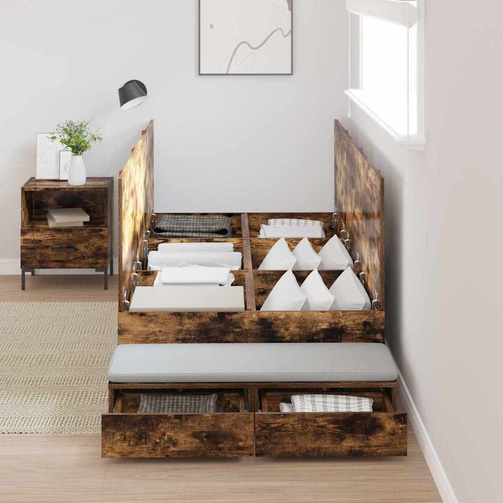 Struttura letto con contenitore con cassetto Rovere fumÃ© 90 cm