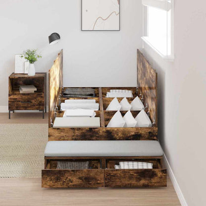 Struttura letto con contenitore con cassetto Rovere fumÃ© 90 cm