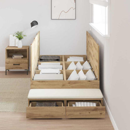 Struttura letto con contenitore Rovere artigianale 90 cm