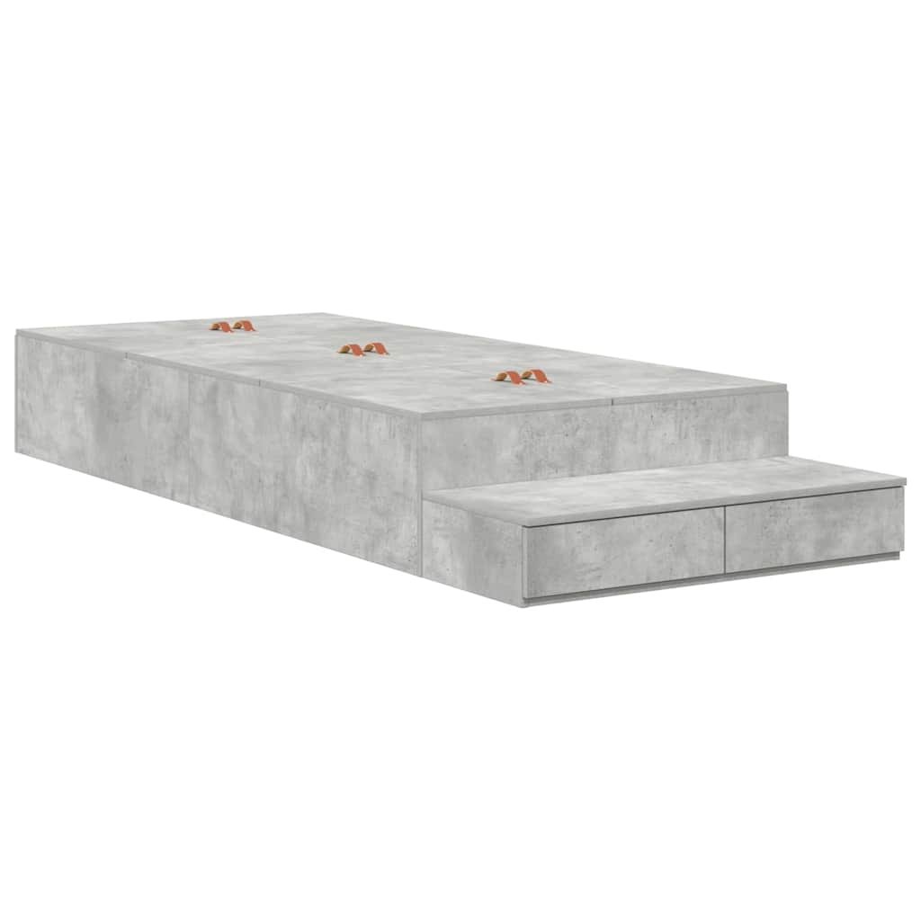 Struttura letto con contenitore Grigio cemento 100 cm