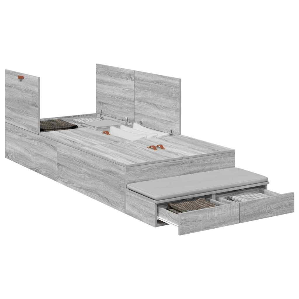 Struttura letto con contenitore Grigio Sonoma 100 cm