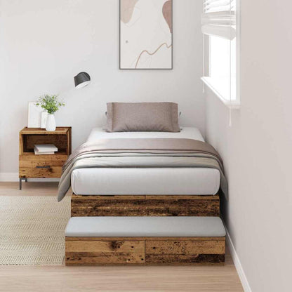 Struttura letto con contenitore Legno vecchio 100 cm