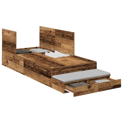 Struttura letto con contenitore Legno vecchio 100 cm