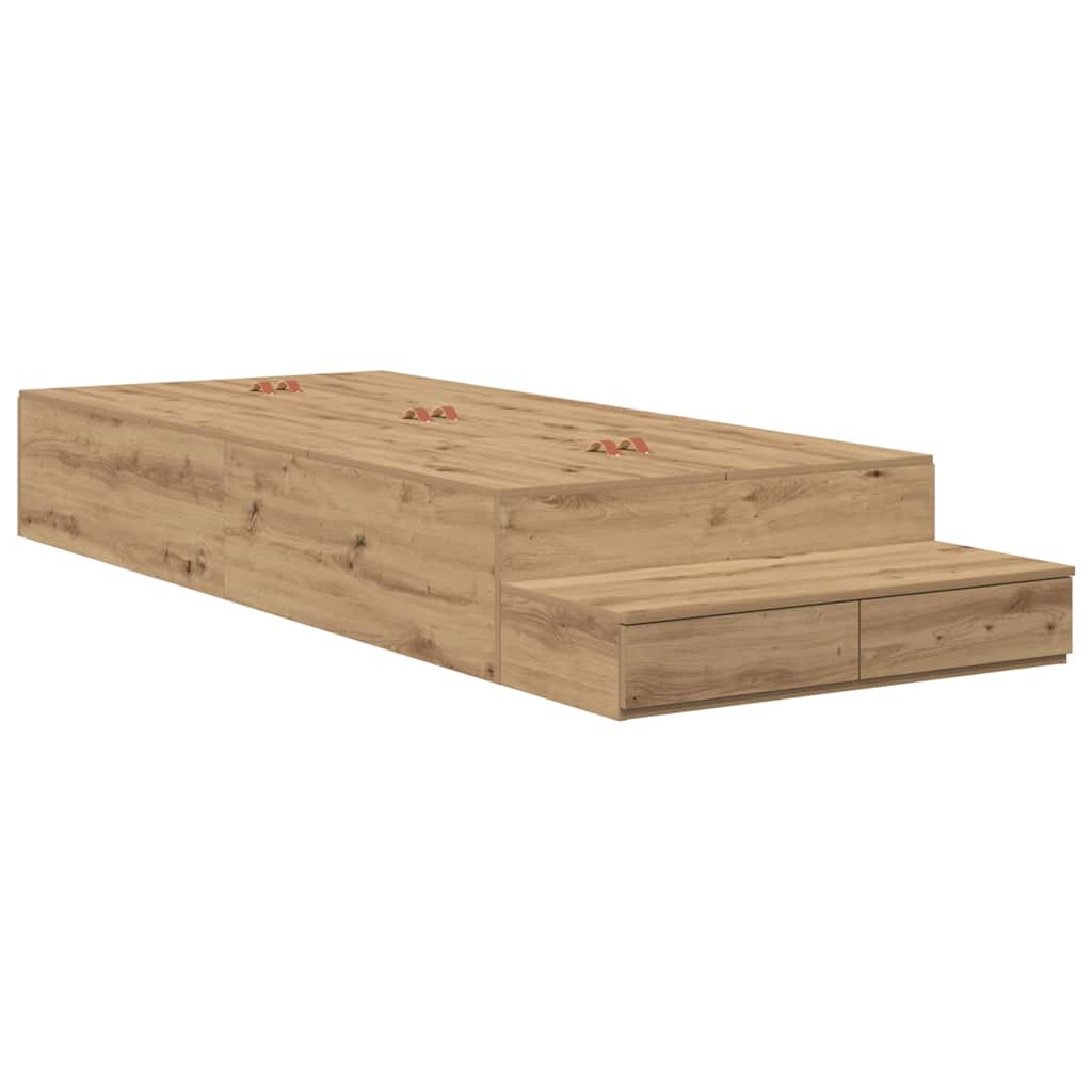Struttura letto con contenitore Rovere artigianale 100 cm