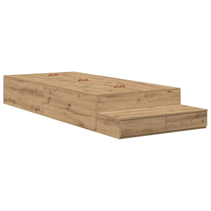 Struttura letto con contenitore Rovere artigianale 100 cm