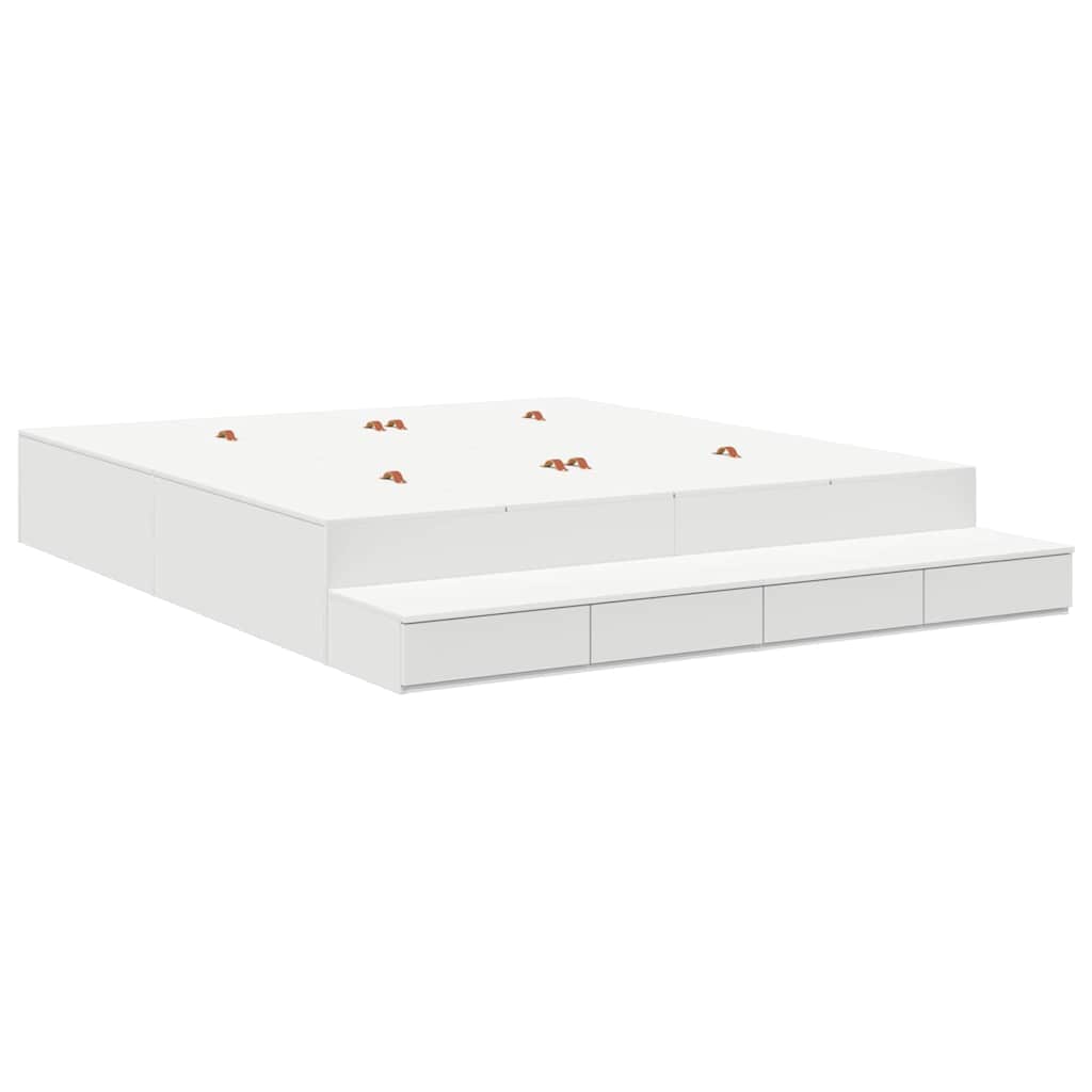 Struttura letto con contenitore Bianco 200 cm Legno multistrato