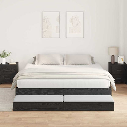 Struttura letto con contenitore con cassetto Rovere Nero 200 cm