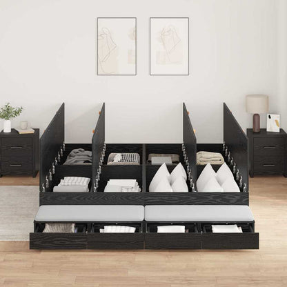 Struttura letto con contenitore con cassetto Rovere Nero 200 cm