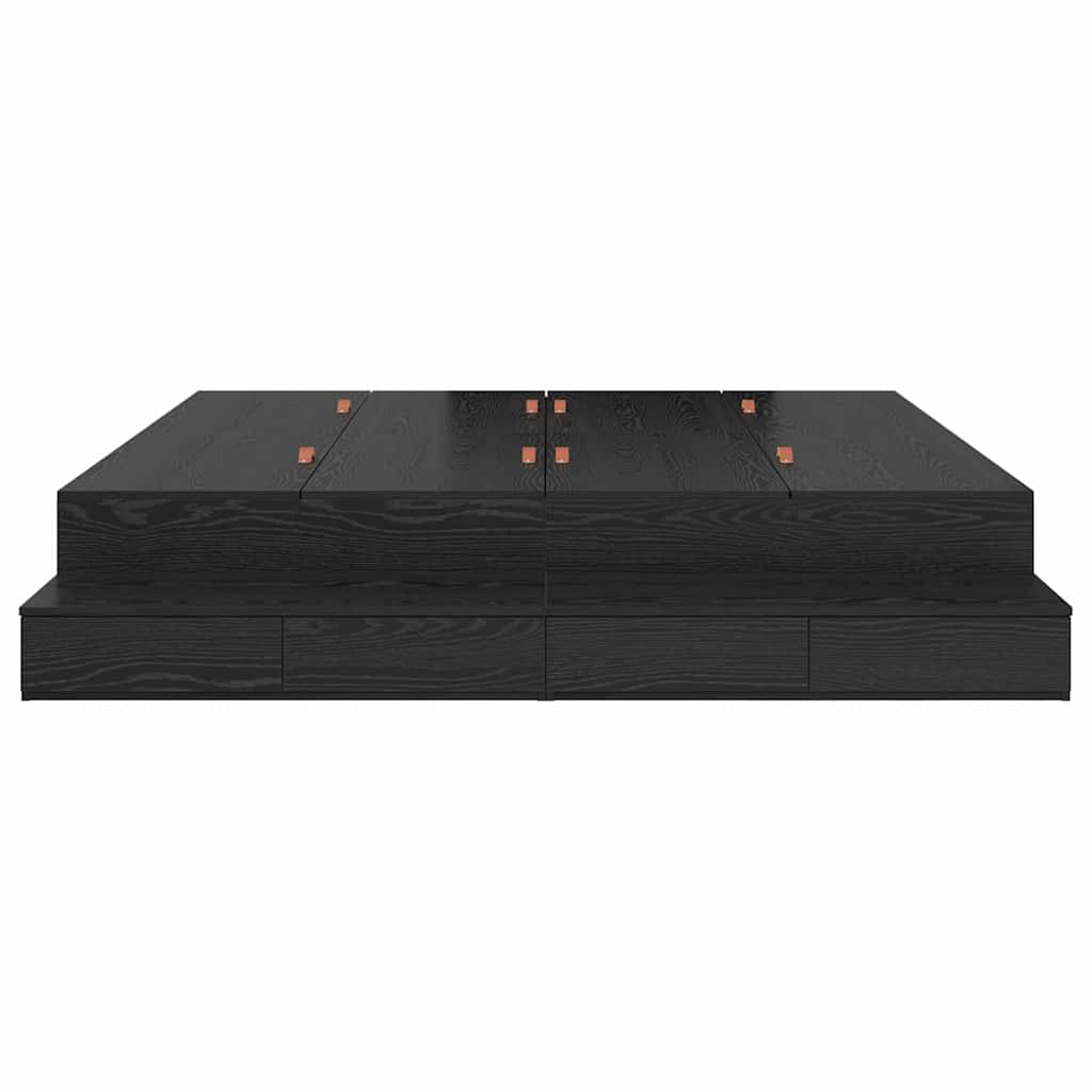 Struttura letto con contenitore con cassetto Rovere Nero 200 cm