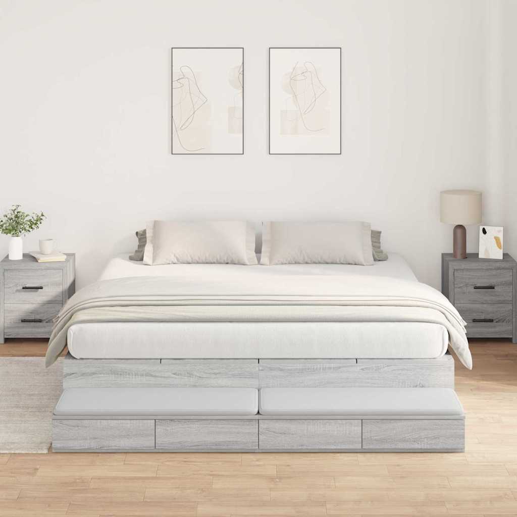Struttura letto con contenitore Grigio Sonoma 200 cm