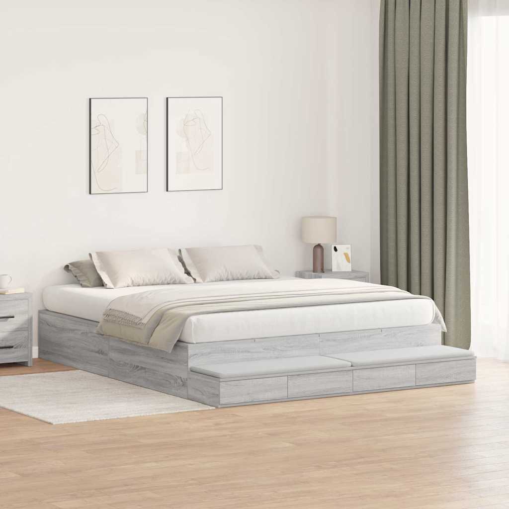 Struttura letto con contenitore Grigio Sonoma 200 cm