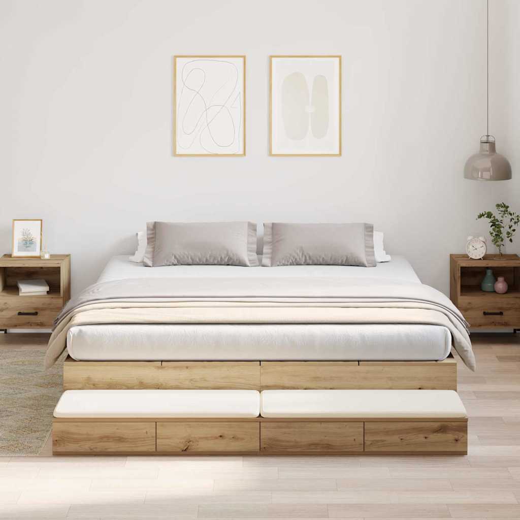 Struttura letto con contenitore Rovere artigianale 200 cm