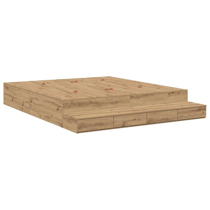 Struttura letto con contenitore Rovere artigianale 200 cm