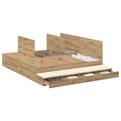 Struttura letto con contenitore Rovere artigianale 200 cm