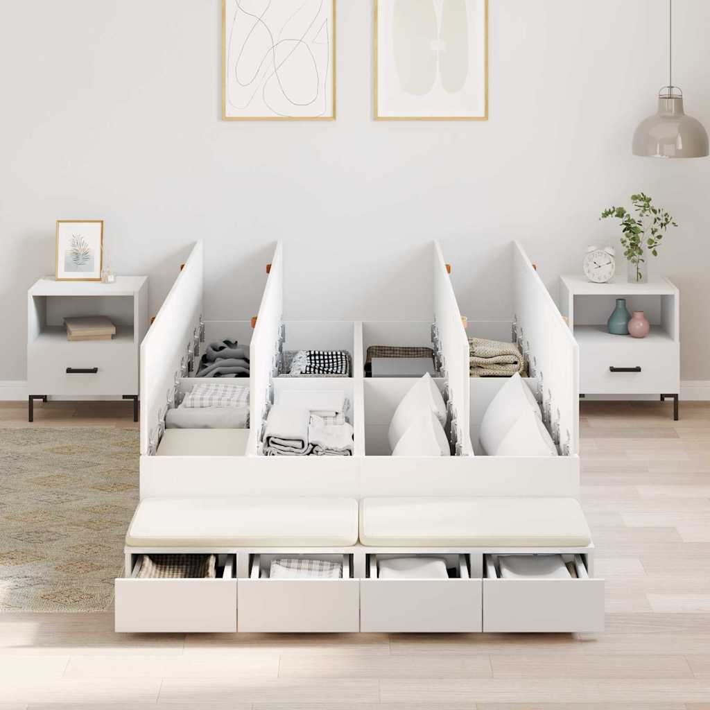 Struttura letto con contenitore Bianco 120 cm Legno multistrato