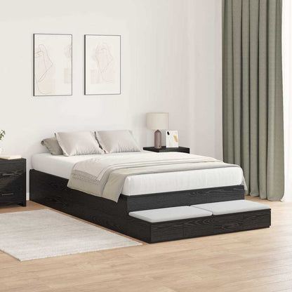 Struttura letto con contenitore con cassetto Rovere Nero 120 cm