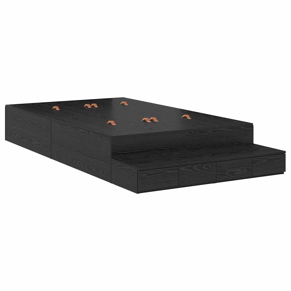 Struttura letto con contenitore con cassetto Rovere Nero 120 cm