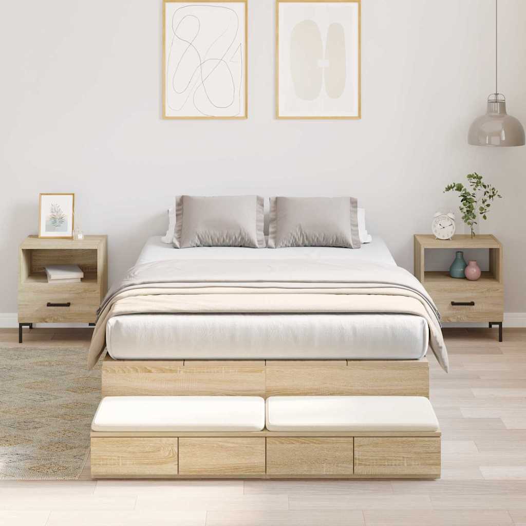 Struttura letto con contenitore Rovere Sonoma 120 cm