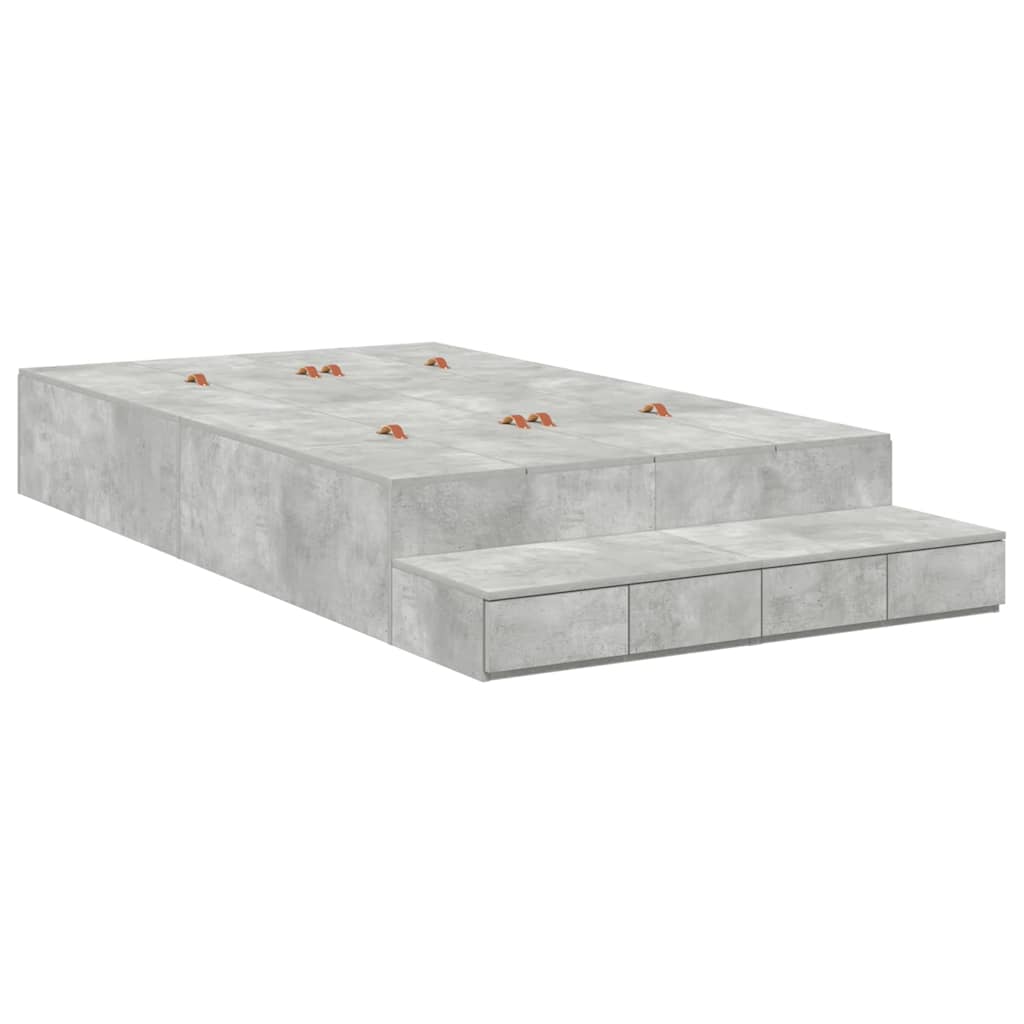 Struttura letto con contenitore Grigio cemento 120 cm