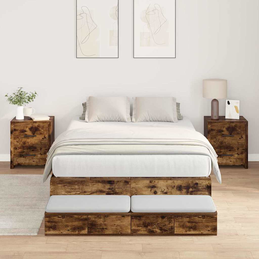Struttura letto con contenitore con cassetto Rovere fumÃ© 120 cm