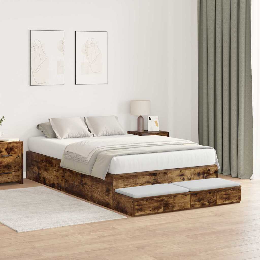 Struttura letto con contenitore con cassetto Rovere fumÃ© 120 cm