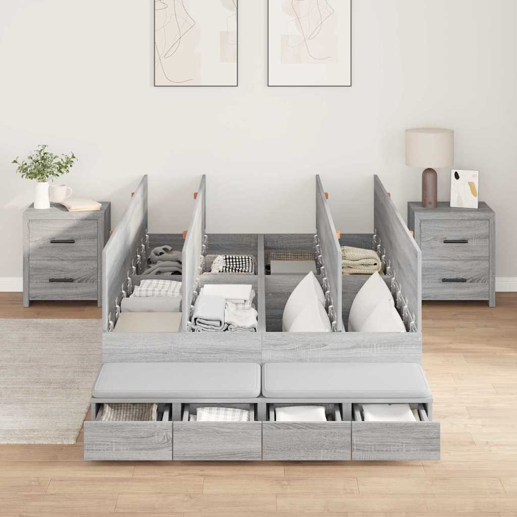 Struttura letto con contenitore Grigio Sonoma 120 cm