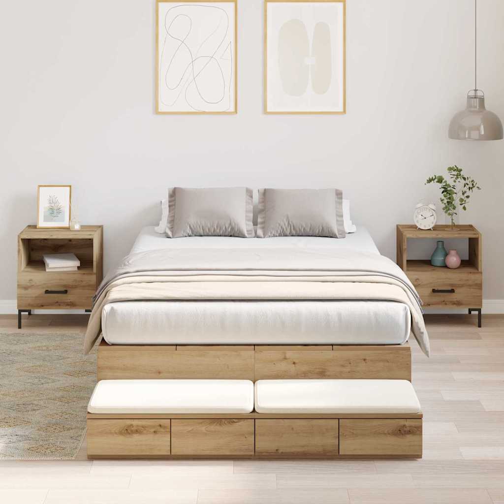Struttura letto con contenitore Rovere artigianale 120 cm
