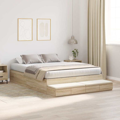 Struttura letto con contenitore Rovere Sonoma 140 cm