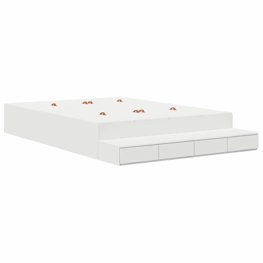 Struttura letto con contenitore Bianco 150 cm Legno multistrato