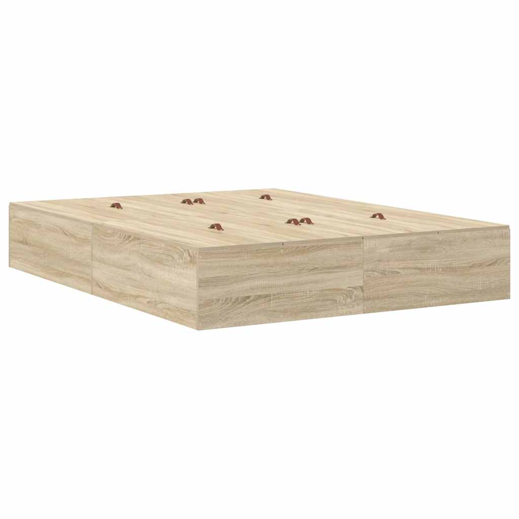 Struttura letto con contenitore Rovere Sonoma 150 cm