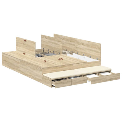 Struttura letto con contenitore Rovere Sonoma 150 cm