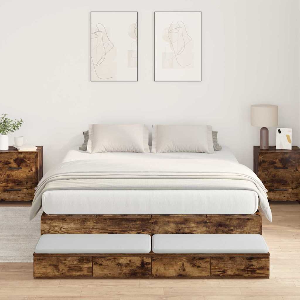 Struttura letto con contenitore con cassetto Rovere fumÃ© 150 cm