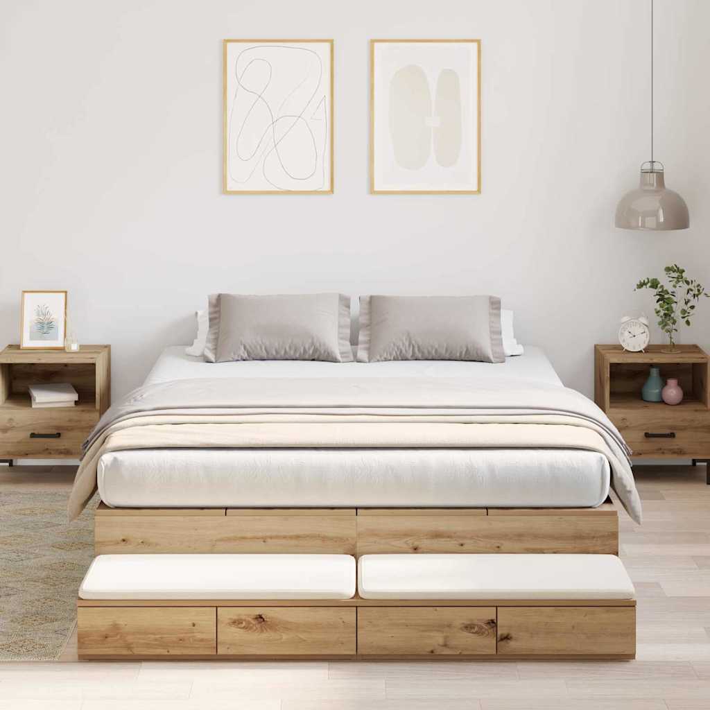 Struttura letto con contenitore Rovere artigianale 150 cm