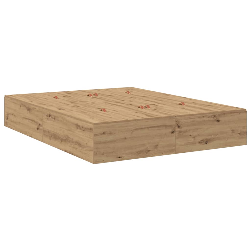 Struttura letto con contenitore Rovere artigianale 150 cm