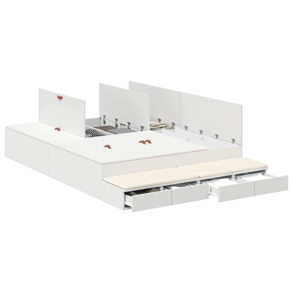 Struttura letto con contenitore Bianco 160 cm Legno multistrato