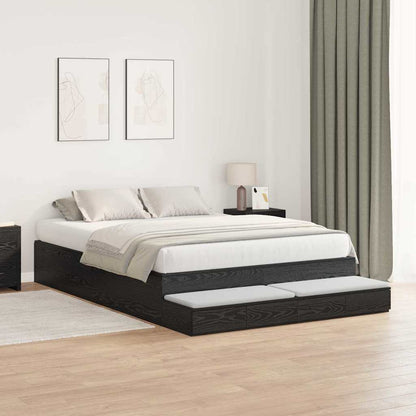 Struttura letto con contenitore con cassetto Rovere Nero 160 cm