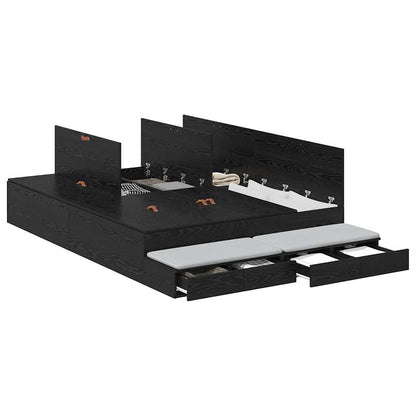 Struttura letto con contenitore con cassetto Rovere Nero 160 cm