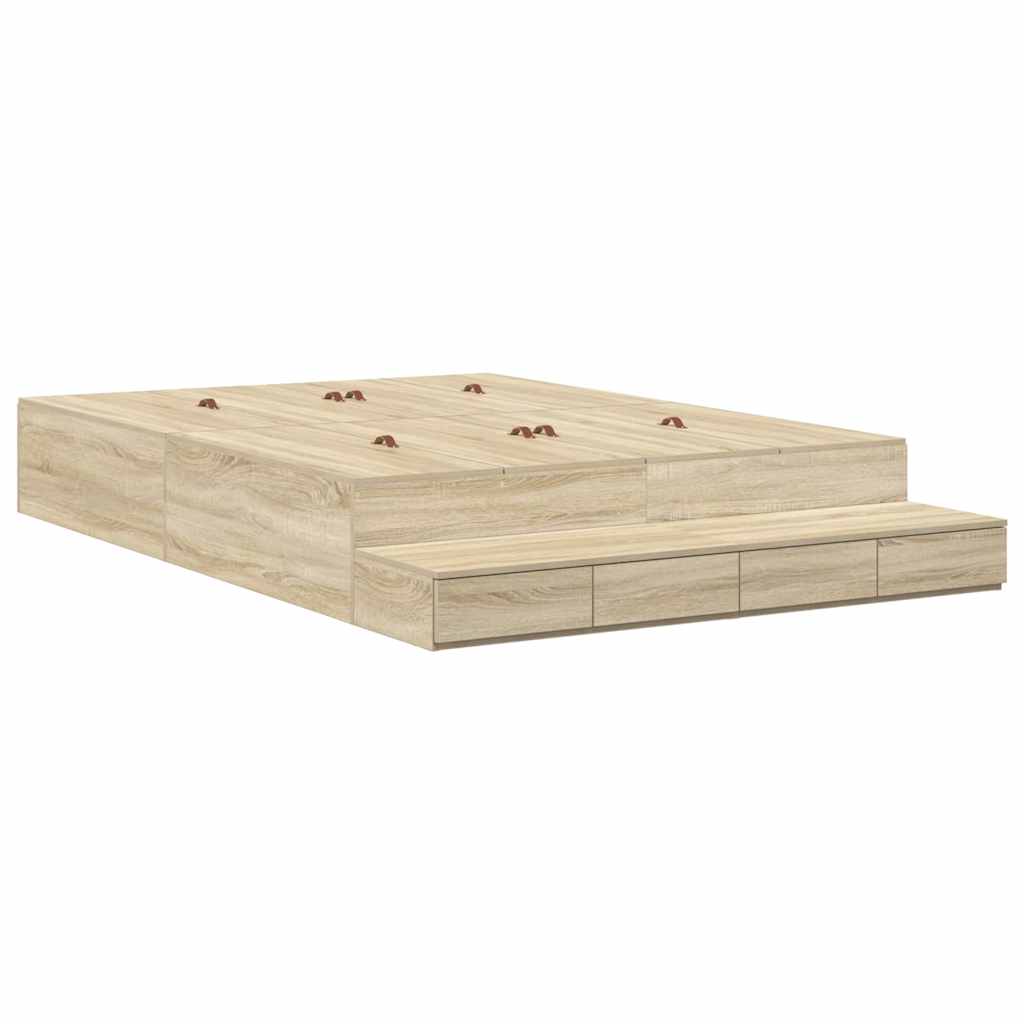 Struttura letto con contenitore Rovere Sonoma 160 cm