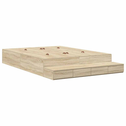 Struttura letto con contenitore Rovere Sonoma 160 cm